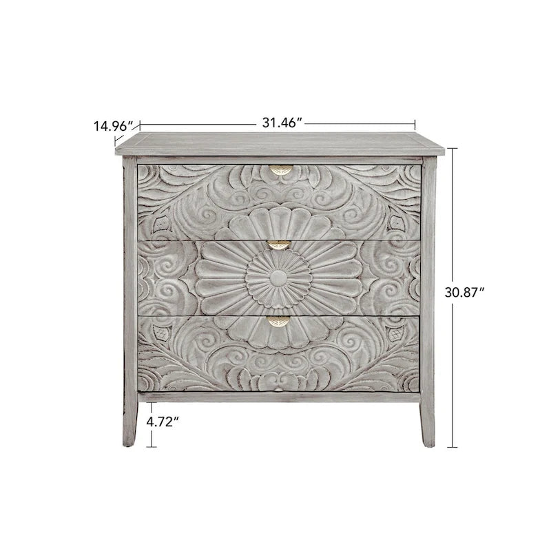 3 Drawer Cabinet, American Furniture, Suitable for Bedroom, Living Room, Study