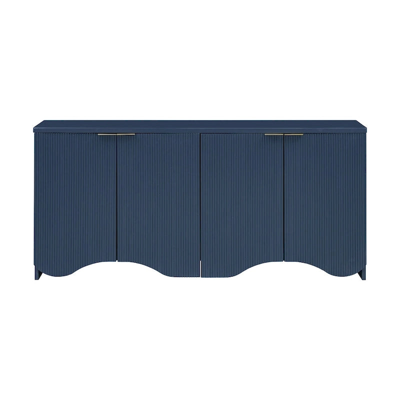 Vertical Stripes and Wavy Design of a Four-Door Cabinet Cabinet Suitable for Hallway, Entryway, Living Room
