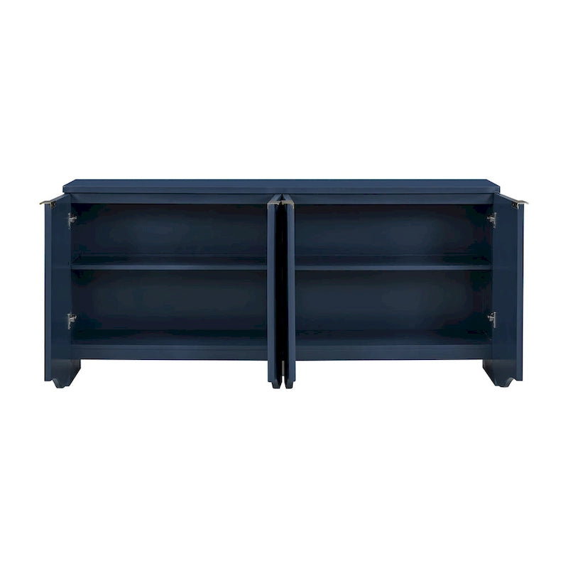 Vertical Stripes and Wavy Design of a Four-Door Cabinet Cabinet Suitable for Hallway, Entryway, Living Room