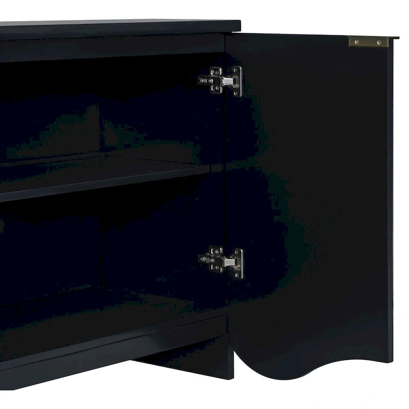 Vertical Stripes and Wavy Design of a Four-Door Cabinet Cabinet Suitable for Hallway, Entryway, Living Room