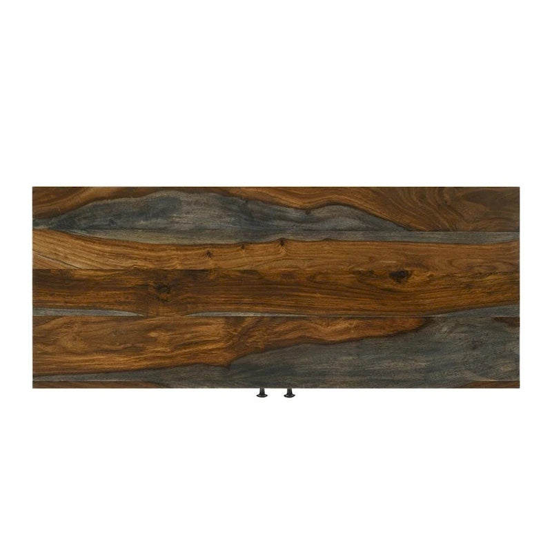 2 Doors Accent Cabinet in Sheesham Grey and Gunmetal