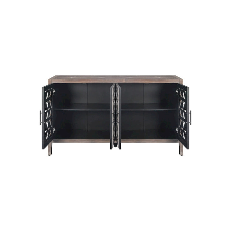 Hollow Four Door Antique Cabinet, American Country Style, Suitable for Living Room, TV Cabinet, Kitchen