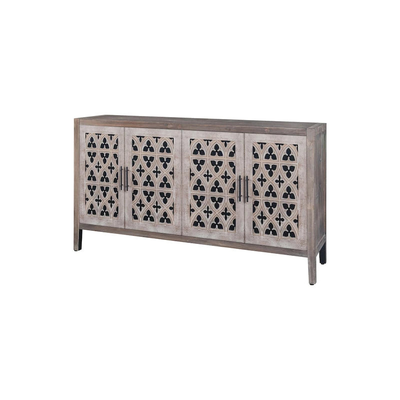 Hollow Four Door Antique Cabinet, American Country Style, Suitable for Living Room, TV Cabinet, Kitchen