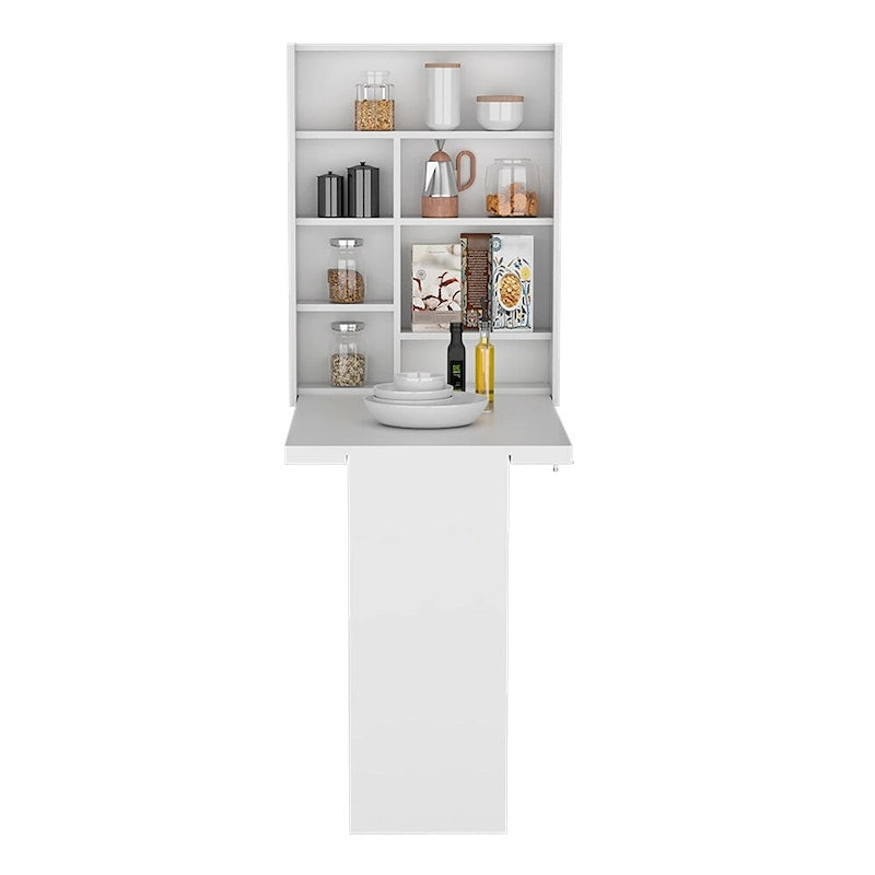 Foldable Table Tacoma, Seven Interior Shelves, White Finish,High quality and durable