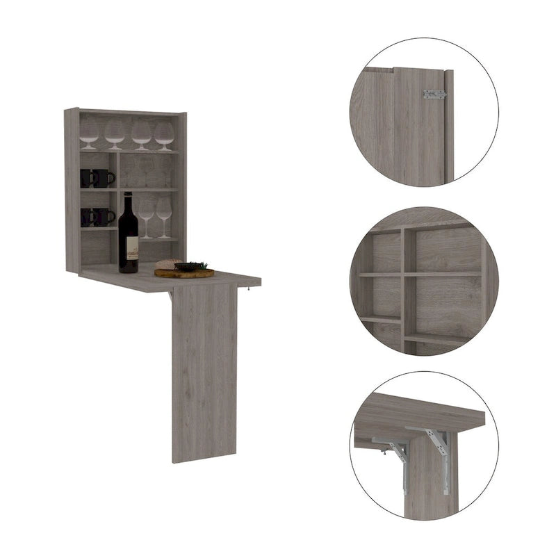 Foldable Table Tacoma, Seven Interior Shelves, White Finish,High quality and durable