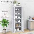 Freestanding Tall Kitchen Pantry,Storage Cabinet Organizer with 4 Doors and Adjustable Shelves