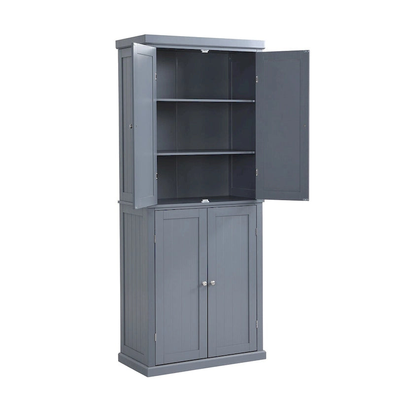 Freestanding Tall Kitchen Pantry,Storage Cabinet Organizer with 4 Doors and Adjustable Shelves