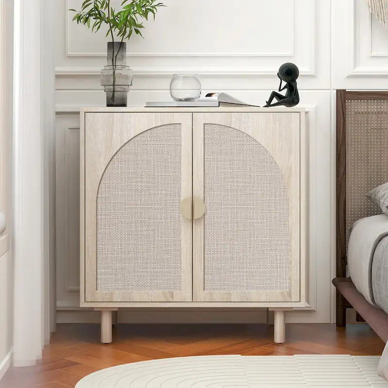 Rattan Storage Cabinet with Adjustable Laminates
