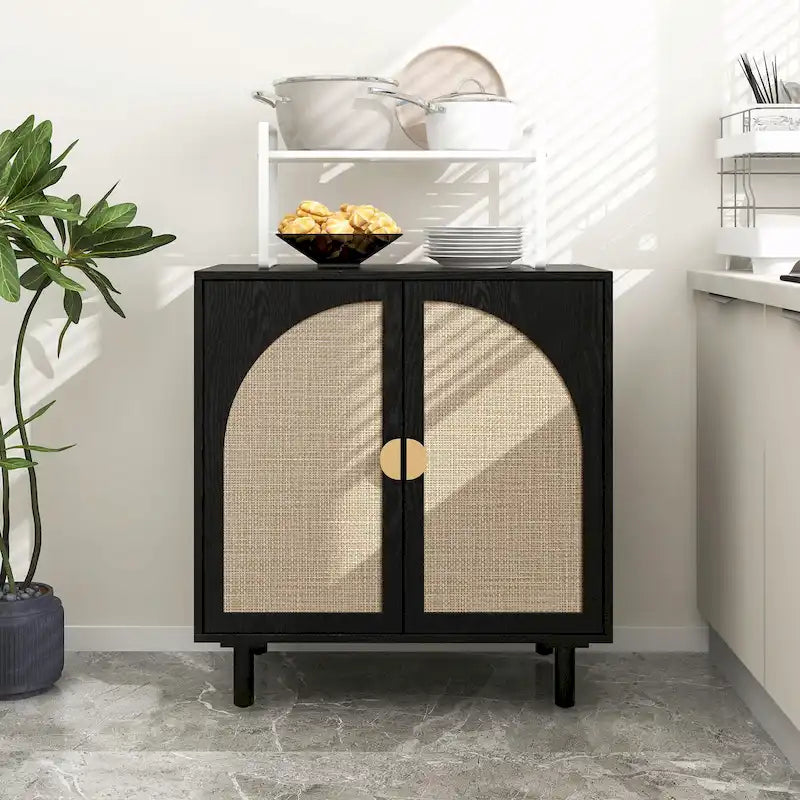 Rattan Storage Cabinet with Adjustable Laminates