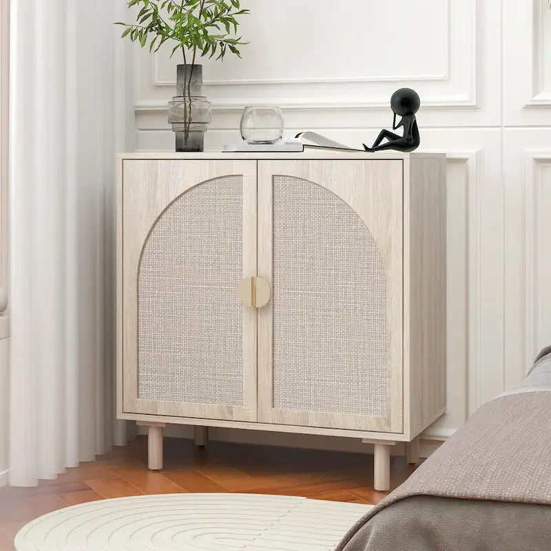 Rattan Storage Cabinet with Adjustable Laminates