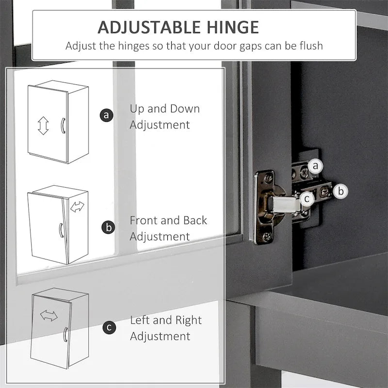 Buffet Cabinet with Adjustable Inner Shelving and Glass Doors - N/A