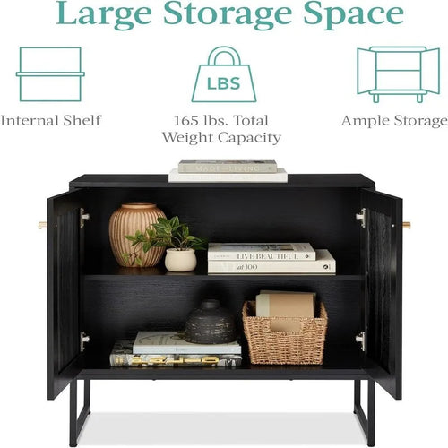 2-Door Rattan Storage Cabinet - 15D x 31.5W x 32.5H