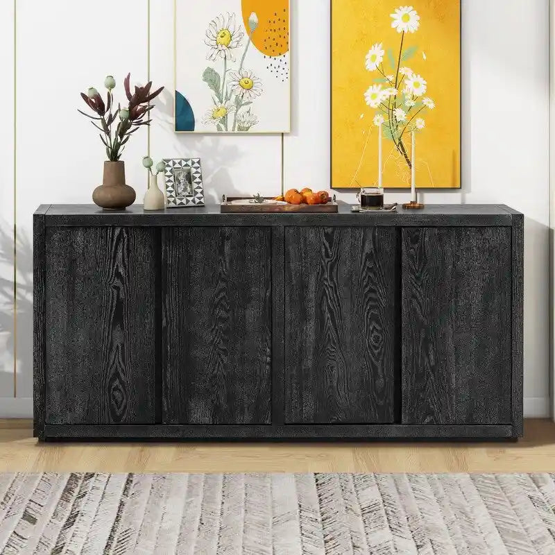 63 Four-Door Sideboard with Adjustable Shelves for Hallway Entryway Living Room