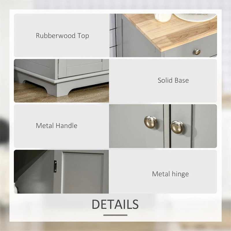 Buffet Cabinet with Drawers and Adjustable Shelves - N/A