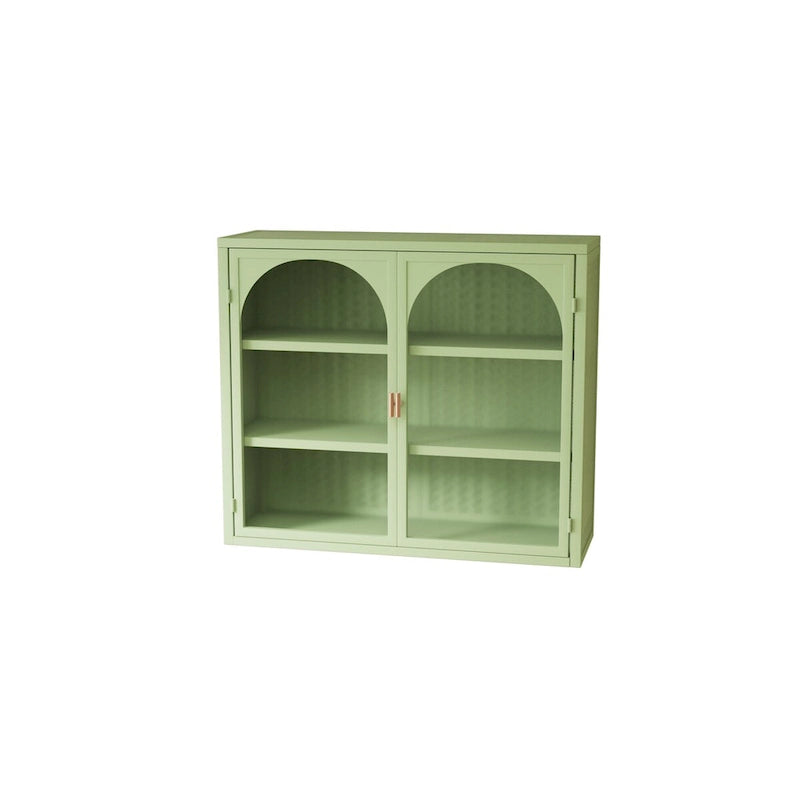 27.56Glass Doors Modern Two-door Wall Cabinet with Featuring Three-tier Storage for Entryway,with Characteristic Woven Pattern