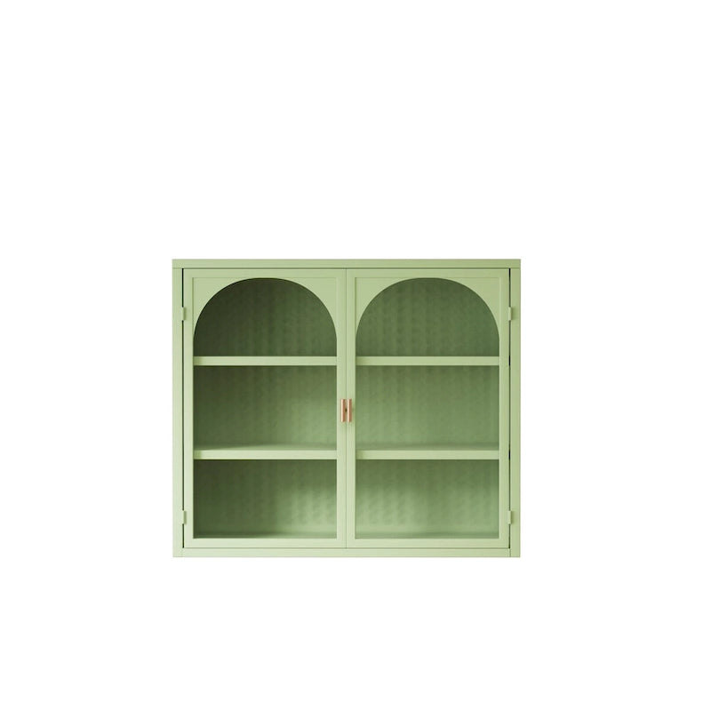 27.56Glass Doors Modern Two-door Wall Cabinet with Featuring Three-tier Storage for Entryway,with Characteristic Woven Pattern