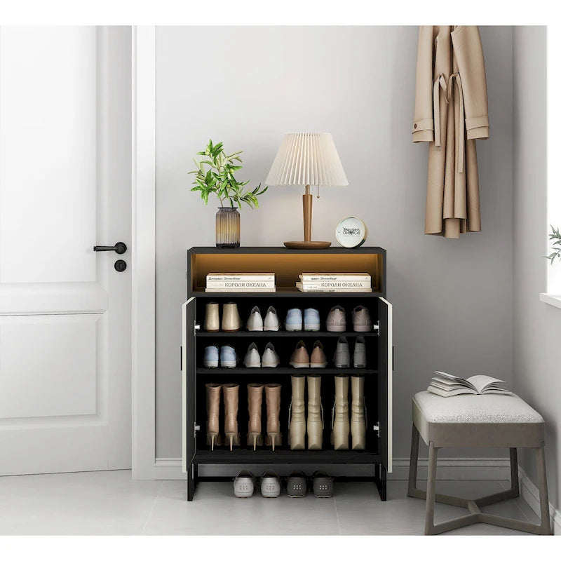 12 Pairs Shoe Storage Cabinet with Adjustable Shelves