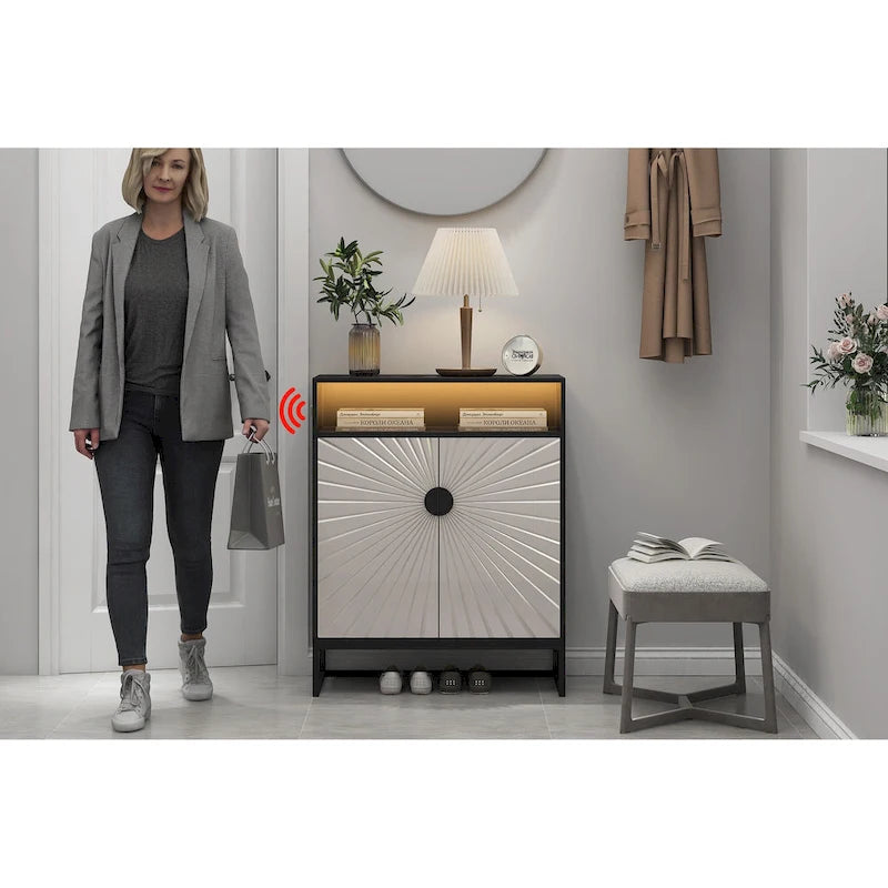 12 Pairs Shoe Storage Cabinet with Adjustable Shelves