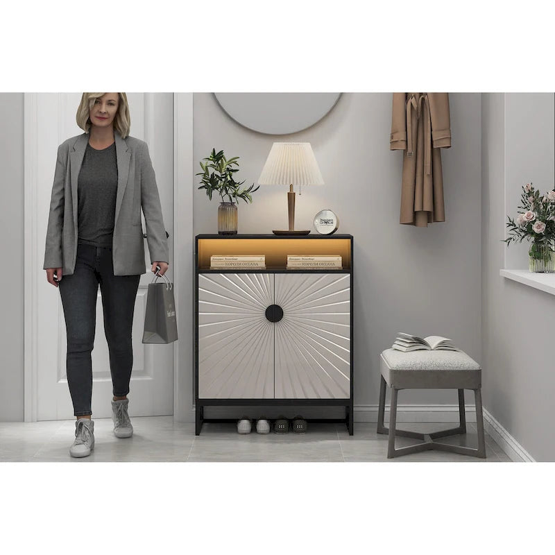 12 Pairs Shoe Storage Cabinet with Adjustable Shelves