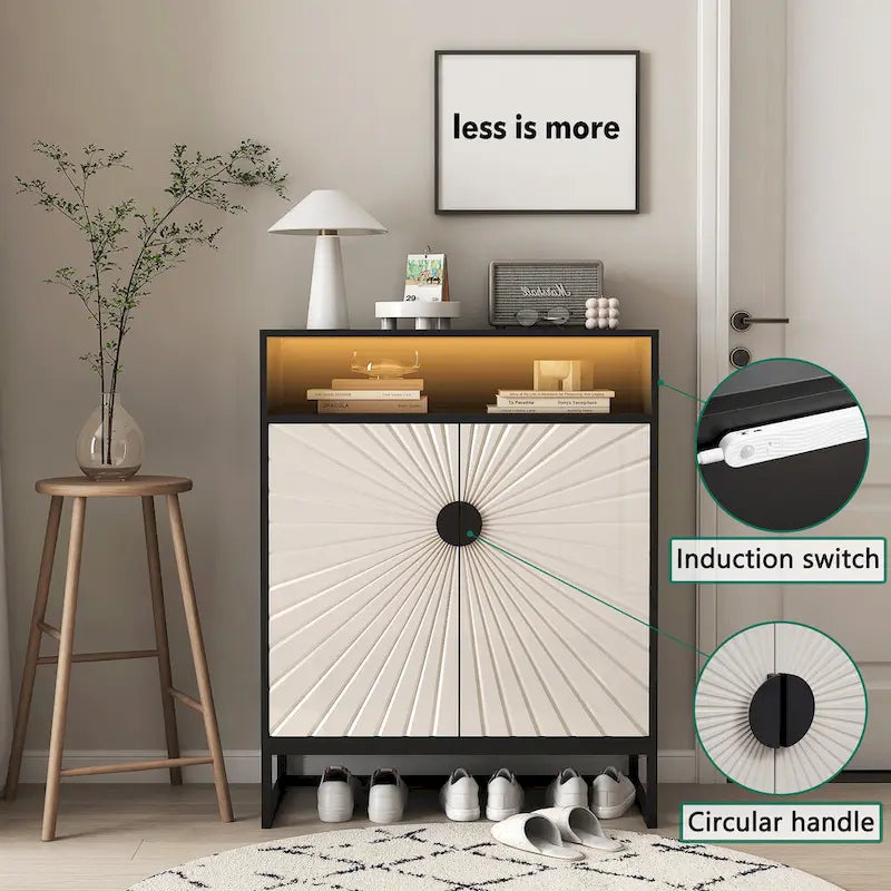 12 Pairs Shoe Storage Cabinet with Adjustable Shelves