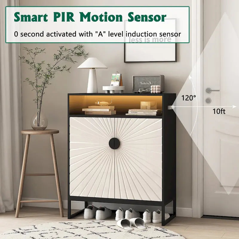 12 Pairs Shoe Storage Cabinet with Adjustable Shelves