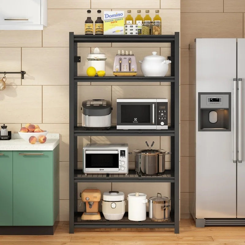 5-Tier Black Adjustable Metal Shelving Unit Heavy Duty Garage Storage