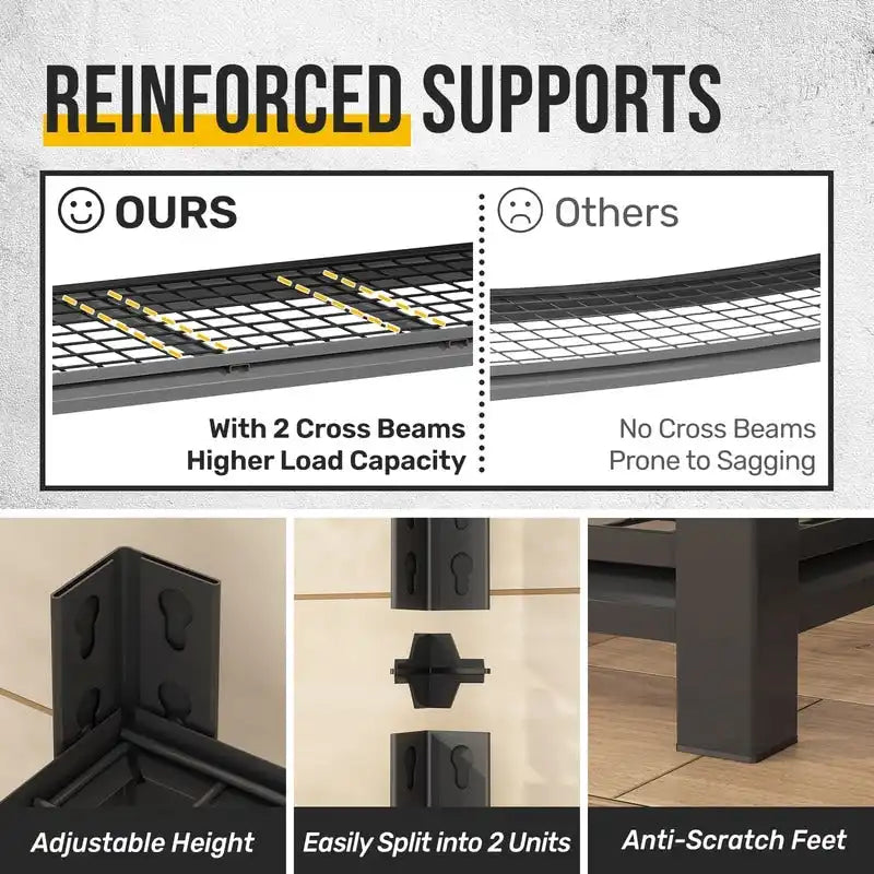 5-Tier Black Adjustable Metal Shelving Unit Heavy Duty Garage Storage