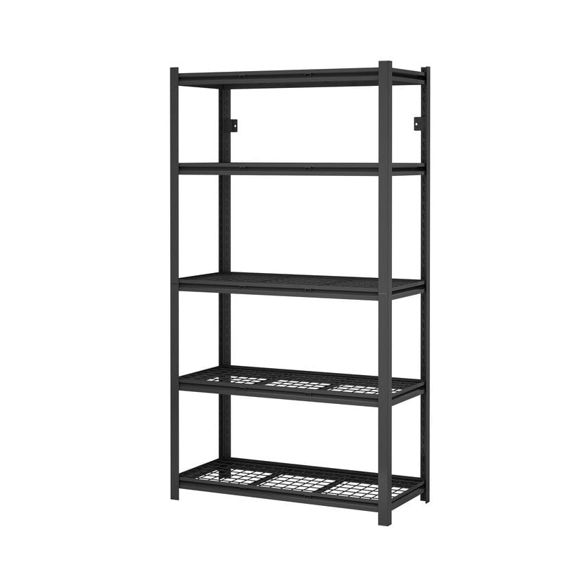 5-Tier Black Adjustable Metal Shelving Unit Heavy Duty Garage Storage