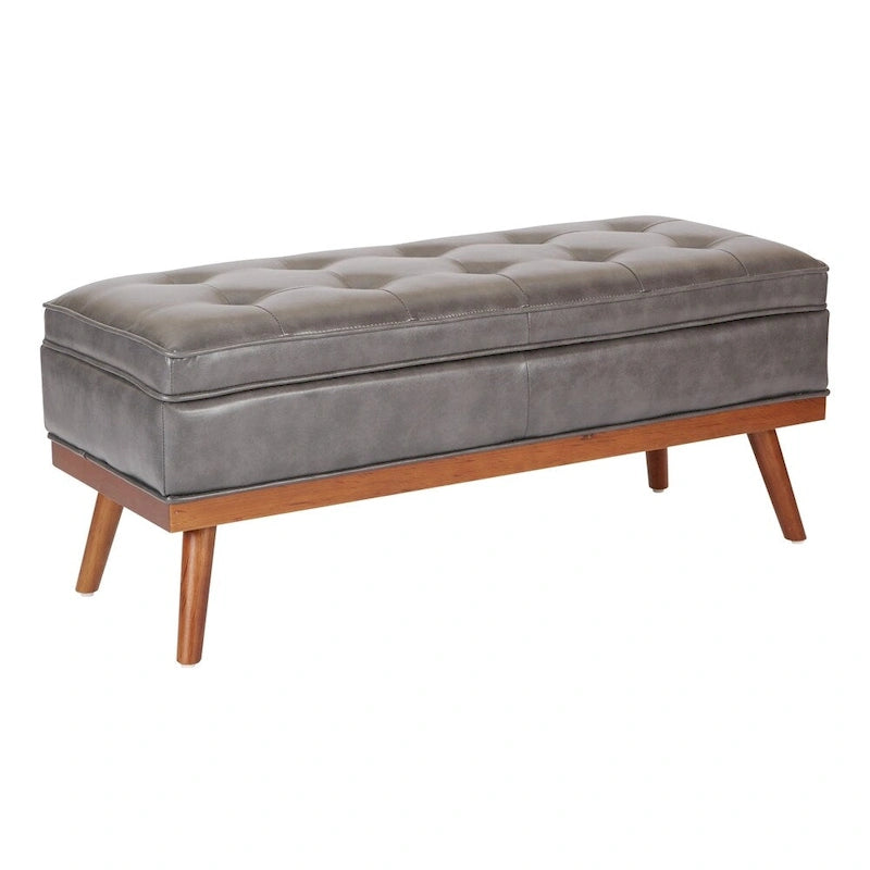 Mid Century Katheryn Storage Bench in Bonded Leather