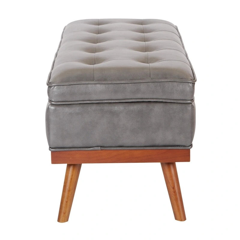 Mid Century Katheryn Storage Bench in Bonded Leather