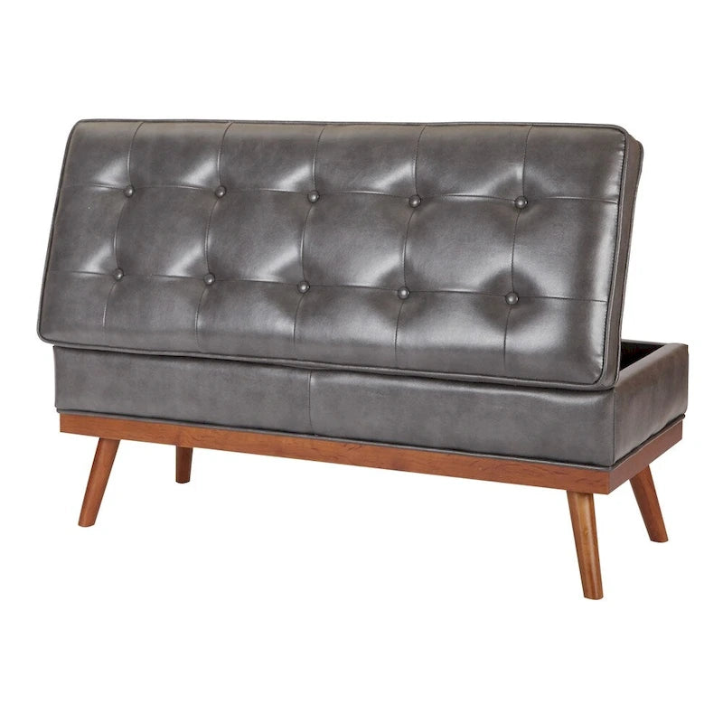 Mid Century Katheryn Storage Bench in Bonded Leather