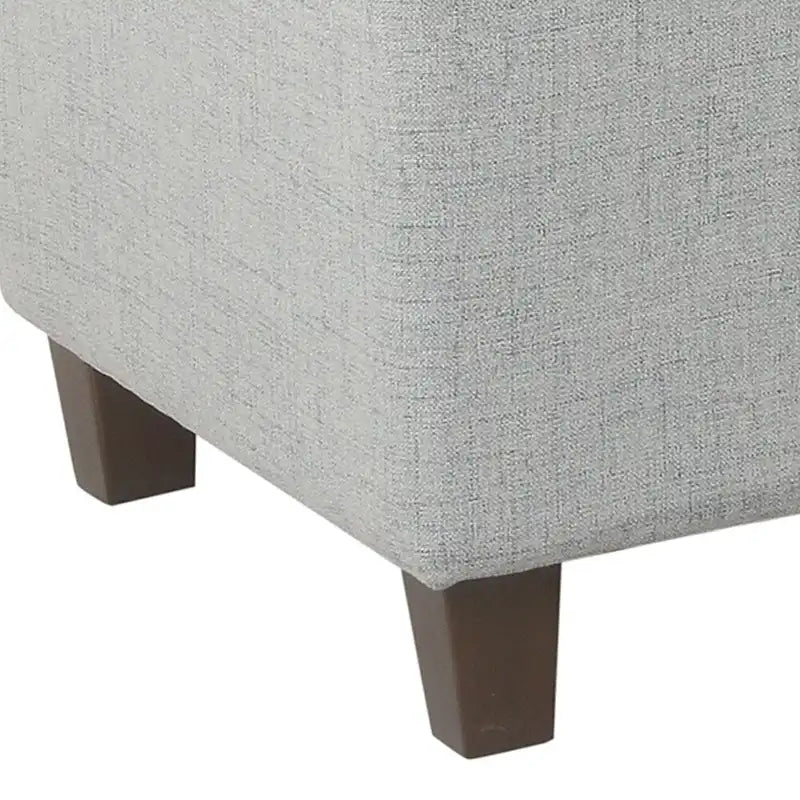 Fabric Upholstered Button Tufted Wooden Bench with Hinged Storage, Light Gray and Brown
