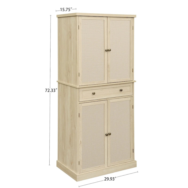 4 Door Cabinet with 1 Drawer, with 4 Adjustable Inner Shelves, Storage Cabinet