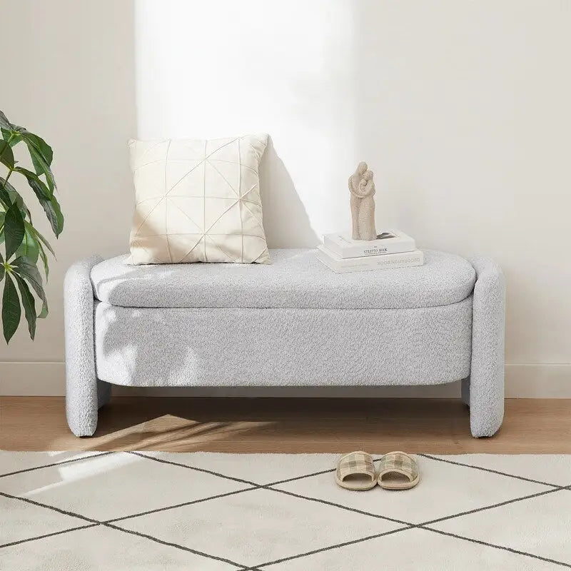 GEITIN Oval Upholstered Bench with Large Storage Space