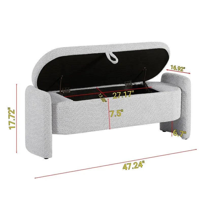 GEITIN Oval Upholstered Bench with Large Storage Space