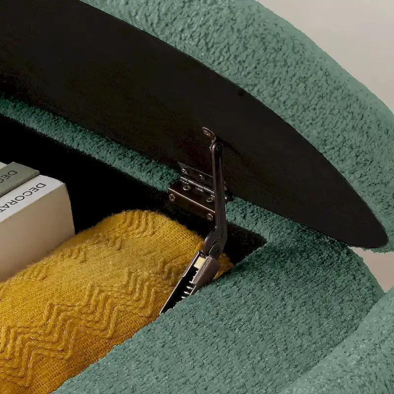 Ottoman 3D Lamb Fleece Fabric Storage Bench w/ Large Storage Space