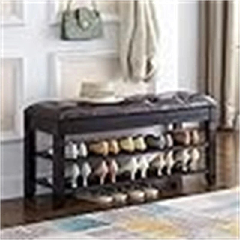 Shoe Storage Bench with Cushion - 39.4D x 13.8W x 18.9H