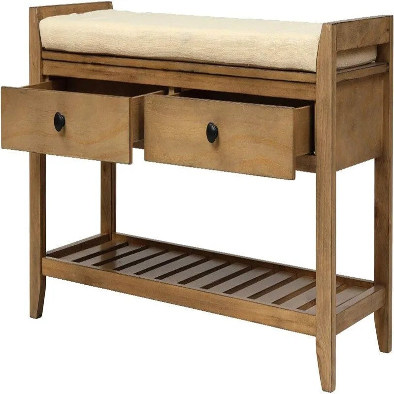Shoe Storage Bench with Cushion - 39.4D x 13.8W x 18.9H