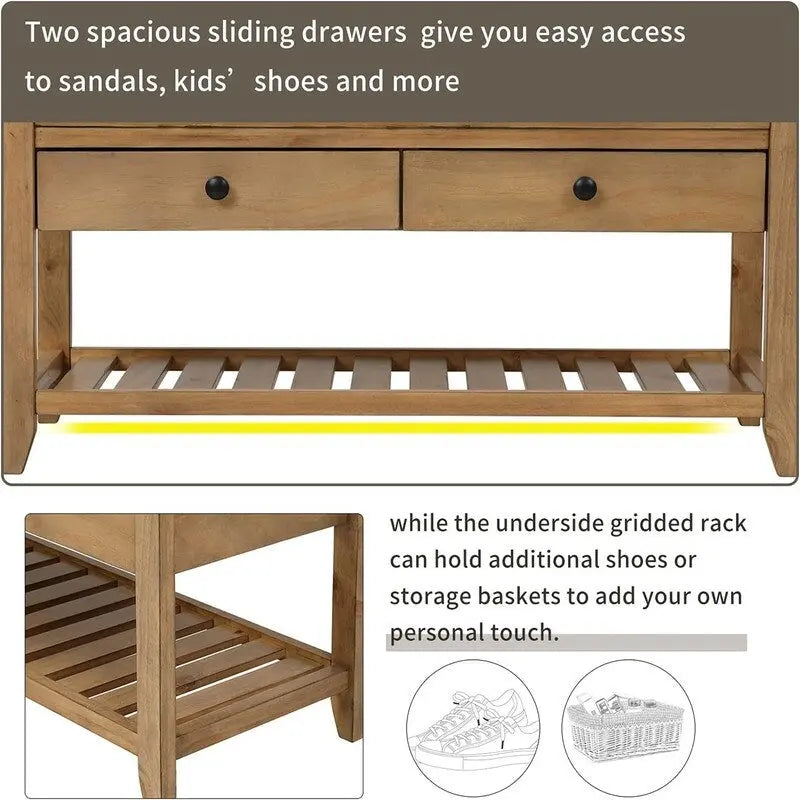 Shoe Storage Bench with Cushion - 39.4D x 13.8W x 18.9H