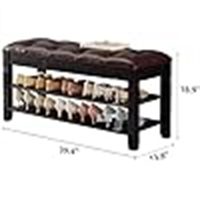 Shoe Storage Bench with Cushion - 39.4D x 13.8W x 18.9H