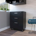 Storage Cabinet - Superior Top, Drawer Base Cabinet, Three Drawers, Four Casters -Black