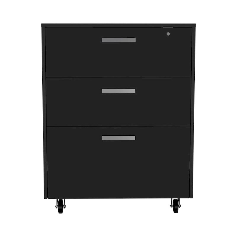 Storage Cabinet - Superior Top, Drawer Base Cabinet, Three Drawers, Four Casters -Black