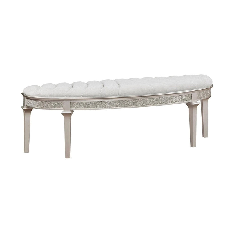 Rosarito Silver Oak and Ivory Upholstered Demilune Bench