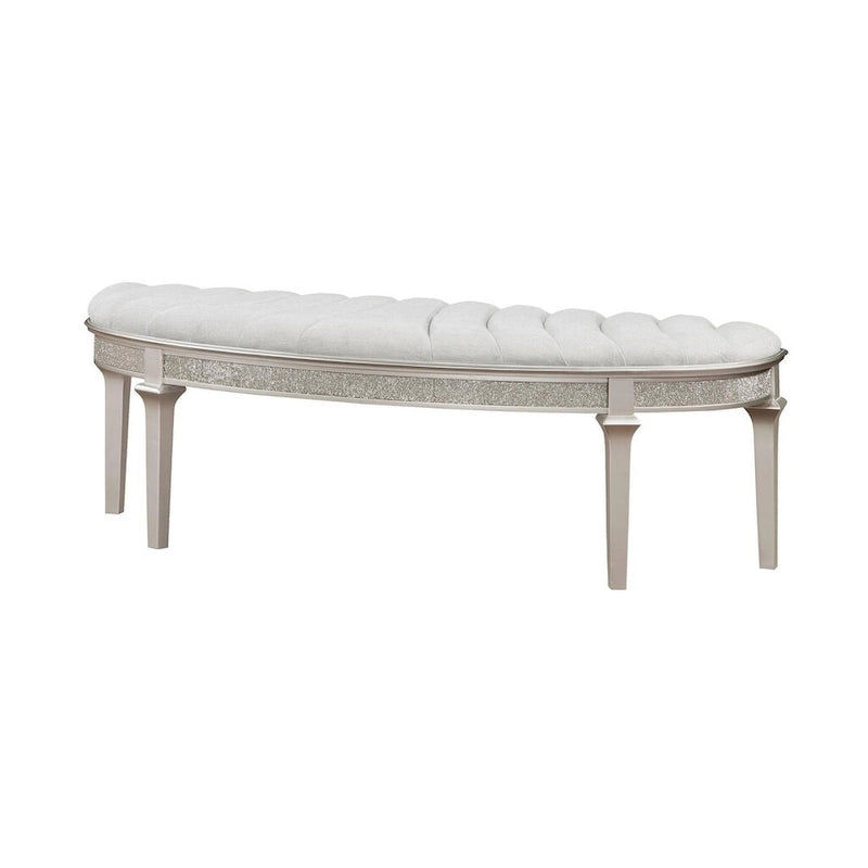 Rosarito Silver Oak and Ivory Upholstered Demilune Bench