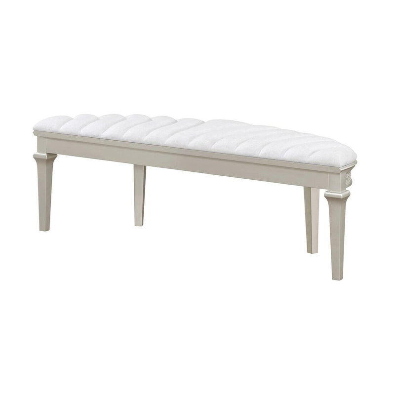 Rosarito Silver Oak and Ivory Upholstered Demilune Bench