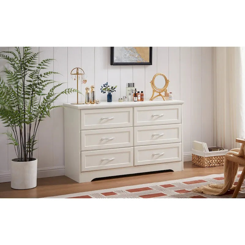 Modern 3 Drawer Bedroom Chest of Drawers with 6 Drawers Dresser, Clothes Organizer -Metal Pulls for Living Room, Bedroom