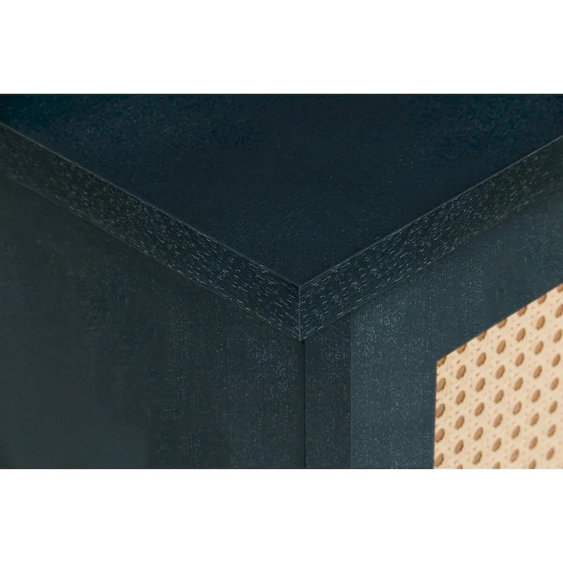 Handcrafted Premium Grain Panels,Accent Storage Cabinet With 4 Rattan Doors, Modern Storage Cupboard Console Table