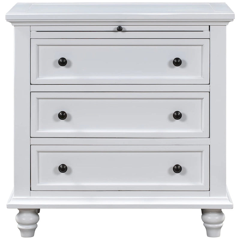 3-Drawer Storage Wood Cabinet, End Table with Pull out Tray