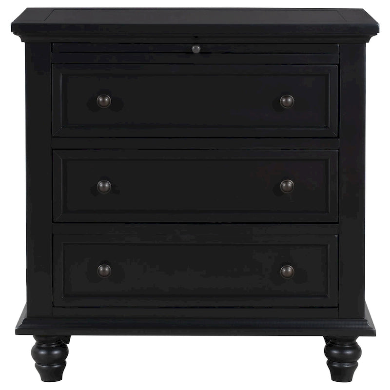 3-Drawer Storage Wood Cabinet, End Table with Pull out Tray