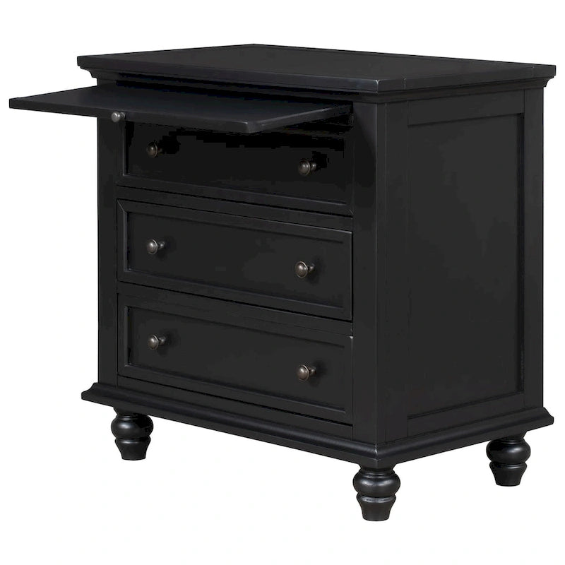 3-Drawer Storage Wood Cabinet, End Table with Pull out Tray